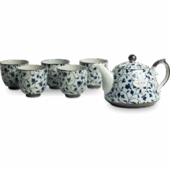 Thee Set 5-delig Bloemenpatroon Blauw Wit Geschenkverpakking