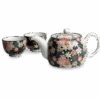 Thee Set 3-delig Bloemenpatroon Zwart Roze